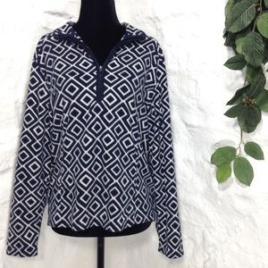 Lands End fleece lightweight geometric print zip